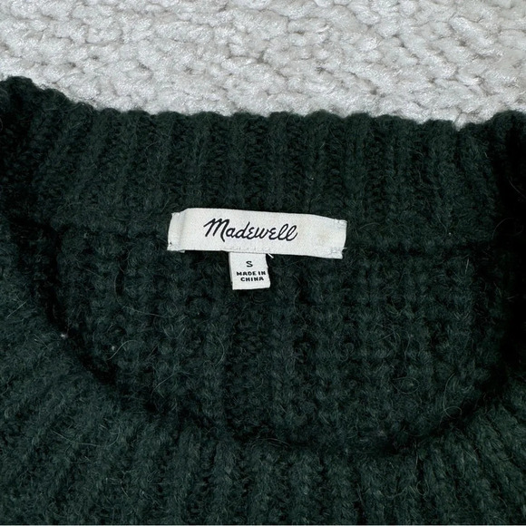 Madewell Charley Pullover Sweater Hunter Green Cable Knit Alpaca Blend Sz Small - Picture 4 of 12